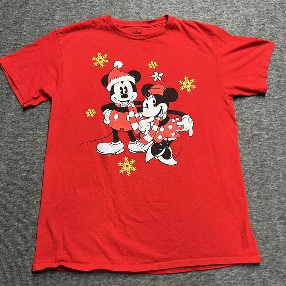 Disney Other - Disney T-Shirt Christmas Theme Mickey & Minnie Medium Red